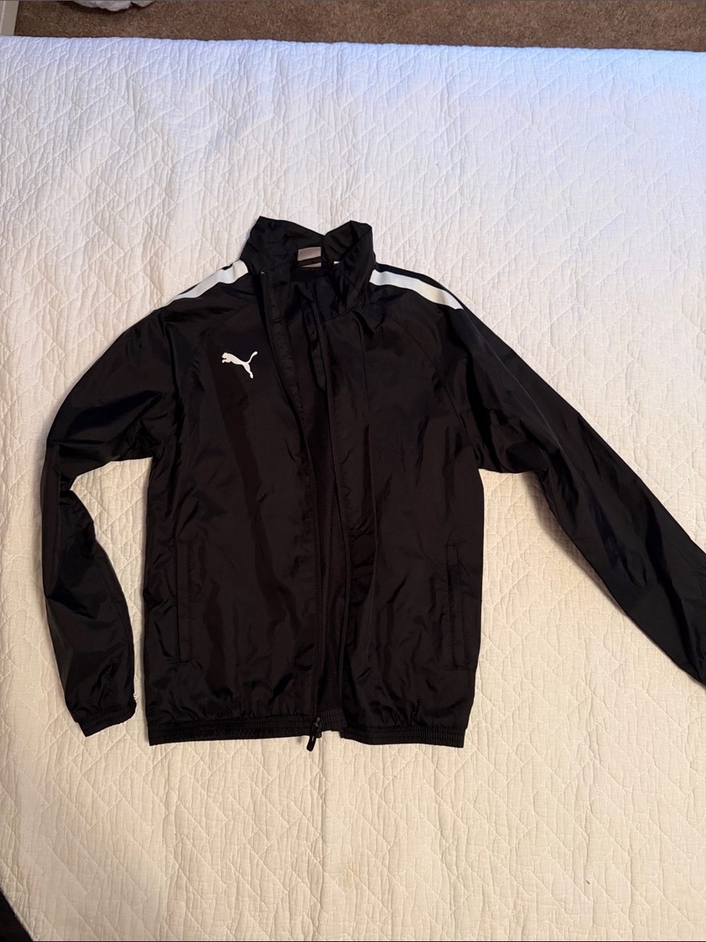 Puma Black Windbreaker Jacket with White Accents
